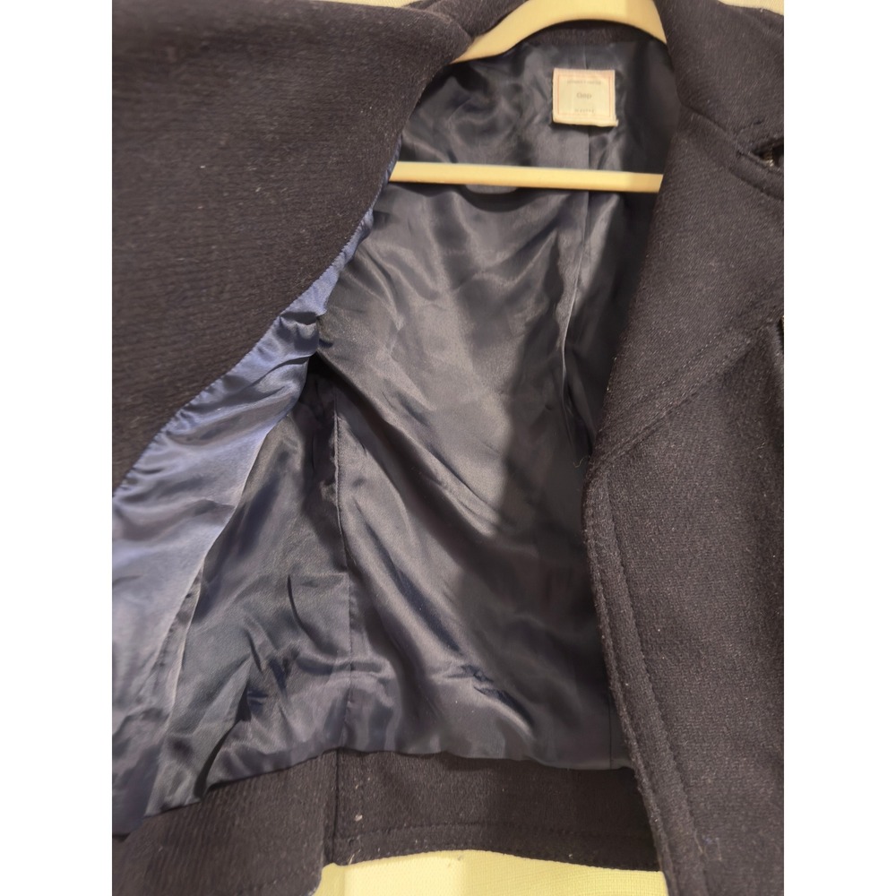 Gap Navy Blue Wool Blend Cropped Moto Biker Jacket Womens Small - Picture 6 of 6